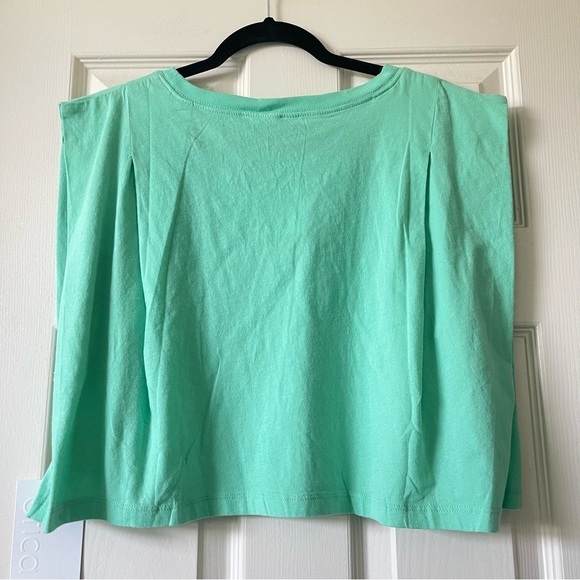 Ética Zelie Pleated Crop Muscle Tee Organic Cotton Relaxed Fit In Green Size L - Picture 4 of 15